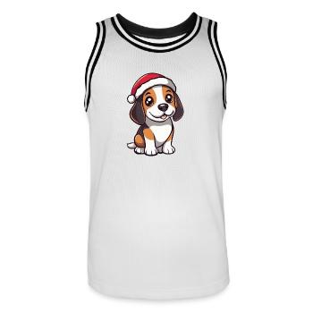 Beagle chien Noël mignon - Maillot de basket Homme - blanc/noir - Devant - AI Model Male 185 dark (185cm)
