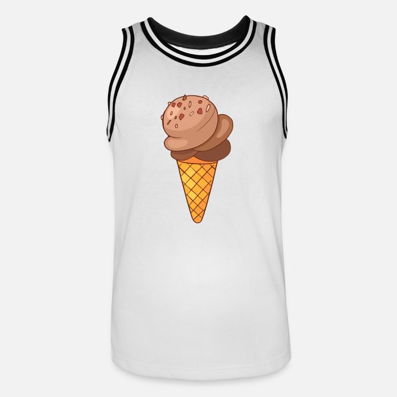 Eis Speiseeis Eiskrem Eiscreme Kugeleis Eisbecher - Männer Basketball-Trikot - Weiß/Schwarz