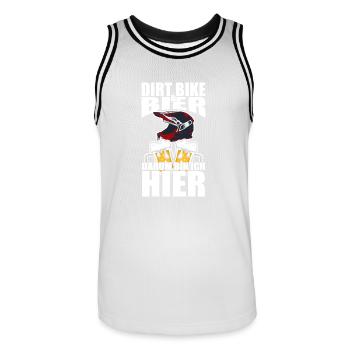 Drôle de dicton : La bière pour motocross, c’est pourquoi je suis ici - Maillot de basket Homme - blanc/noir - Devant - AI Model Male 185 dark (185cm)