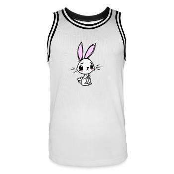 Small rabbit - Men's Basketball Jersey - white/black - Front - AI Model Male 185 dark (185cm)