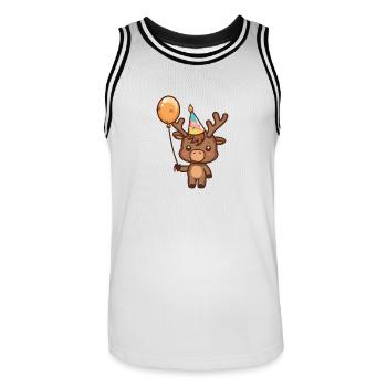 Elch Geburtstag Comic Süß - Männer Basketball-Trikot - Weiß/Schwarz - Vorne - AI Model Male 185 dark (185cm)