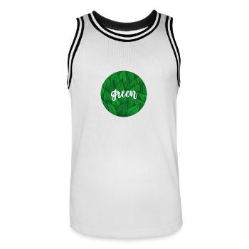 Green Circle - leaves - Men's Basketball Jersey - white/black - Front - AI Model Male 185 dark (185cm)