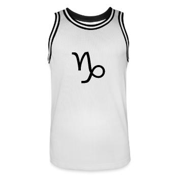 Sternzeichen Steinbock, exklusives T-Shirt Design - Männer Basketball-Trikot - Weiß/Schwarz - Vorne - AI Model Male 185 dark (185cm)