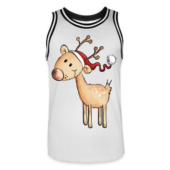 Cute Santa Claus Reindeer - Gift - Christmas - Men's Basketball Jersey - white/black - Front - AI Model Male 185 dark (185cm)