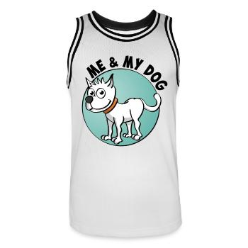 Me and my dog. Cheerful drawing of a dog - Men's Basketball Jersey - white/black - Front - AI Model Male 185 dark (185cm)