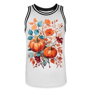 Pumpkin with leaves - Men's Basketball Jersey - white/black - Front - AI Model Male 185 dark (185cm)