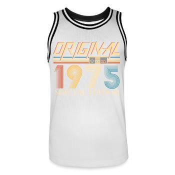 Gamer 50th Birthday 50th Anniversary Original 1975 - Men's Basketball Jersey - white/black - Front - AI Model Male 185 dark (185cm)