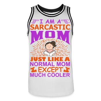 Ich bin eine sarkastische Mutter Lustige, coole Mama-Shirt - Männer Basketball-Trikot - Weiß/Schwarz - Vorne - AI Model Male 185 dark (185cm)
