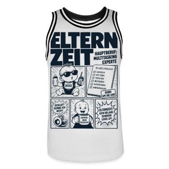Elternzeit Multitasking Experte - Männer Basketball-Trikot - Weiß/Schwarz - Vorne - AI Model Male 185 dark (185cm)