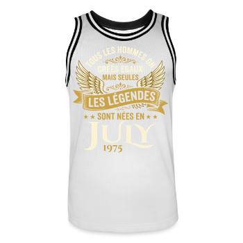 Légende Née En Juillet 1975 Anniversaire - Maillot de basket Homme - blanc/noir - Devant - AI Model Male 185 dark (185cm)