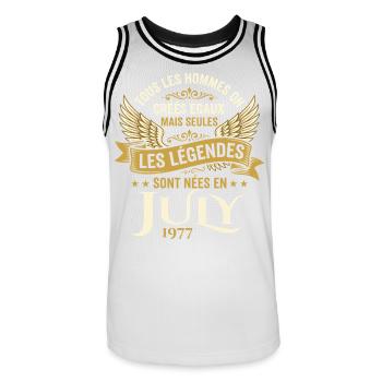 Légende Née En Juillet 1977 Anniversaire - Maillot de basket Homme - blanc/noir - Devant - AI Model Male 185 dark (185cm)