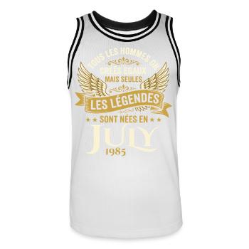 Légende Née En Juillet 1985 Anniversaire - Maillot de basket Homme - blanc/noir - Devant - AI Model Male 185 dark (185cm)
