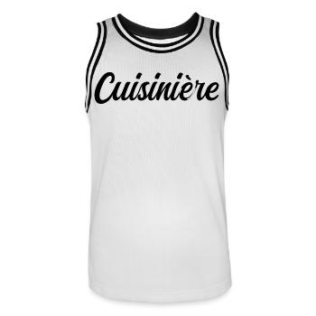 Cuisinière Cheffe Cuisine Gastronomie Professionne - Maillot de basket Homme - blanc/noir - Devant - AI Model Male 185 dark (185cm)