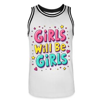Les filles seront des filles disant citation - Maillot de basket Homme - blanc/noir - Devant - AI Model Male 185 dark (185cm)