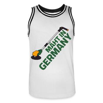 Lawn trimmer Lawn mowing - Mowing in Germany - Men's Basketball Jersey - white/black - Front - AI Model Male 185 dark (185cm)
