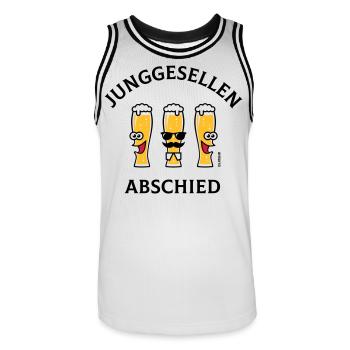 Junggesellenabschied (JGA / Bier / Biergläser, 3C) - Männer Basketball-Trikot - Weiß/Schwarz - Vorne - AI Model Male 185 dark (185cm)