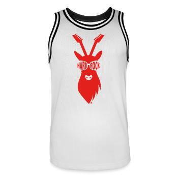 Rocker deer with guitar antlers - red - Men's Basketball Jersey - white/black - Front - AI Model Male 185 dark (185cm)