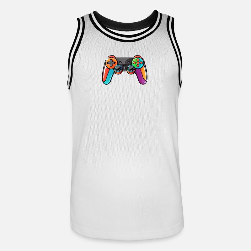 Gamepad Controller Farben Bunt - Männer Basketball-Trikot - Weiß/Schwarz