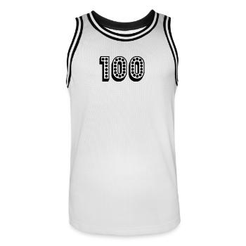HAPPY BIRTHDAY. HAPPY BIRTHDAY. ANNIVERSARY. - Men's Basketball Jersey - white/black - Front - AI Model Male 185 dark (185cm)
