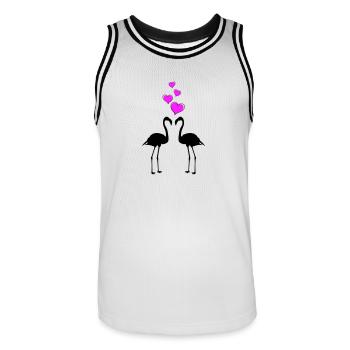 Flamingo Liebe Paar Herz - Männer Basketball-Trikot - Weiß/Schwarz - Vorne - AI Model Male 185 dark (185cm)