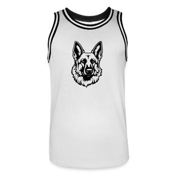 German Shepherd Dog Head - Men's Basketball Jersey - white/black - Front - AI Model Male 185 dark (185cm)