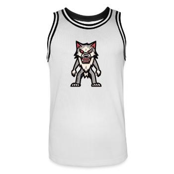 Wolf Halloween Comic - Männer Basketball-Trikot - Weiß/Schwarz - Vorne - AI Model Male 185 dark (185cm)