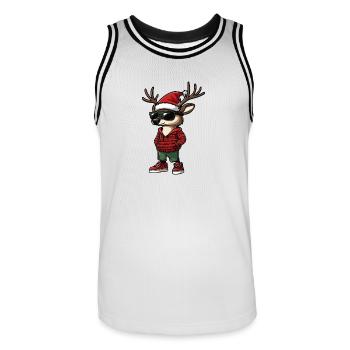 Noël du cerf Noël - Maillot de basket Homme - blanc/noir - Devant - AI Model Male 185 dark (185cm)