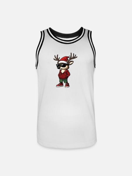 Deer Christmas X-Mas - Men's Basketball Jersey - white/black