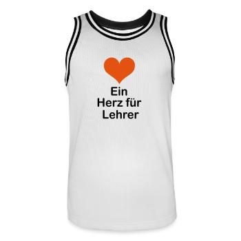 Ein Herz für Lehrer - Männer Basketball-Trikot - Weiß/Schwarz - Vorne - AI Model Male 185 dark (185cm)