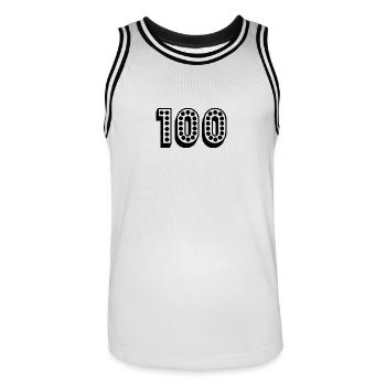 100. 100 JAHRE. 100-JÄHRIGES JUBILÄUM. 100. GEBURTSTAG - Männer Basketball-Trikot - Weiß/Schwarz - Vorne - AI Model Male 185 dark (185cm)