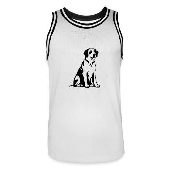 Saint Bernard Hund - Männer Basketball-Trikot - Weiß/Schwarz - Vorne - AI Model Male 185 dark (185cm)