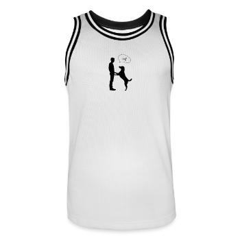 Hundefreund - Männer Basketball-Trikot - Weiß/Schwarz - Vorne - AI Model Male 185 dark (185cm)