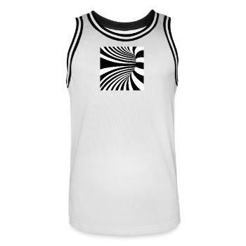 Monochrome Spiral Flux - Men's Basketball Jersey - white/black - Front - AI Model Male 185 dark (185cm)