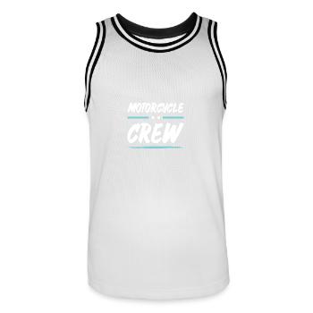 Motorcycle Crew - Männer Basketball-Trikot - Weiß/Schwarz - Vorne - AI Model Male 185 dark (185cm)