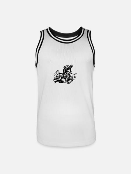 Mountainbiker Mountainbike - Männer Basketball-Trikot - Weiß/Schwarz