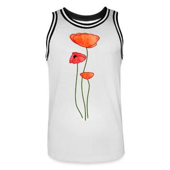 Trois fleurs de pavot - Maillot de basket Homme - blanc/noir - Devant - AI Model Male 185 dark (185cm)