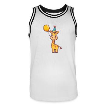 Girafe Anniversaire Bébé - Maillot de basket Homme - blanc/noir - Devant - AI Model Male 185 dark (185cm)