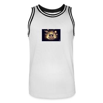 Space Cat Coffee - Men's Basketball Jersey - white/black - Front - AI Model Male 185 dark (185cm)