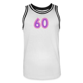 60 - Men's Basketball Jersey - white/black - Front - AI Model Male 185 dark (185cm)