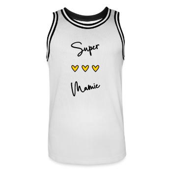 MAMIE. BONNE FÊTE MAMIE. SUPER MAMIE. FÊTE - Maillot de basket Homme - blanc/noir - Devant - AI Model Male 185 dark (185cm)