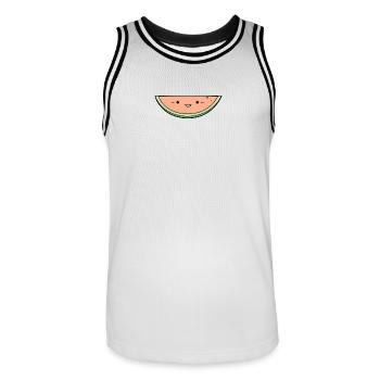 Tranche de melon de kawaï - Maillot de basket Homme - blanc/noir - Devant - AI Model Male 185 dark (185cm)
