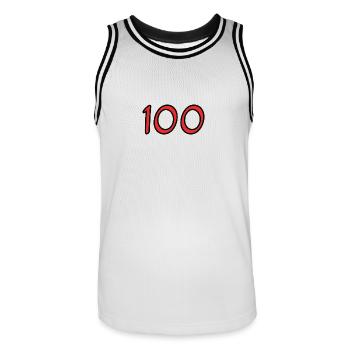 100. 100 JAHRE. 100-JÄHRIGES JUBILÄUM. 100. GEBURTSTAG - Männer Basketball-Trikot - Weiß/Schwarz - Vorne - AI Model Male 185 dark (185cm)