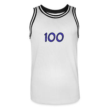 100. 100 JAHRE. 100-JÄHRIGES JUBILÄUM. 100. GEBURTSTAG - Männer Basketball-Trikot - Weiß/Schwarz - Vorne - AI Model Male 185 dark (185cm)