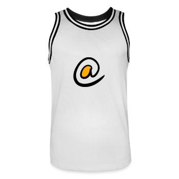 @ signe. Ät / À Symbole. Icônes Web. Émail. - Maillot de basket Homme - blanc/noir - Devant - AI Model Male 185 dark (185cm)