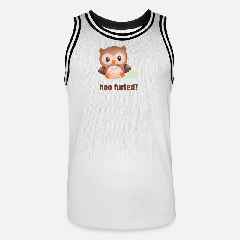 Hoo Furted Owl Gioco di parole - Maglia da basket per uomo - bianco/nero