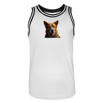 Buntes Hundeporträt Schal - Männer Basketball-Trikot - Weiß/Schwarz - Vorne - AI Model Male 185 dark (185cm)
