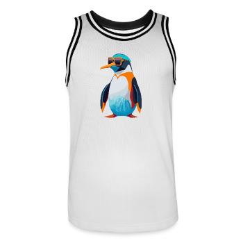 Révolution des pingouins - Maillot de basket Homme - blanc/noir - Devant - AI Model Male 185 dark (185cm)