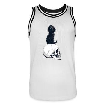 Cute kitten sitting on a skull - Men's Basketball Jersey - white/black - Front - AI Model Male 185 dark (185cm)