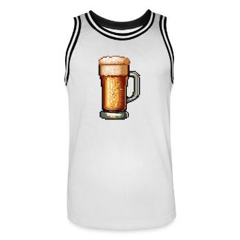 Beer Mug Pixel Beer - Men's Basketball Jersey - white/black - Front - AI Model Male 185 dark (185cm)