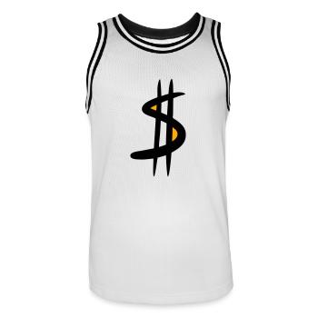 Signe du dollar / $ Symbole du dollar, Dessin - Maillot de basket Homme - blanc/noir - Devant - AI Model Male 185 dark (185cm)